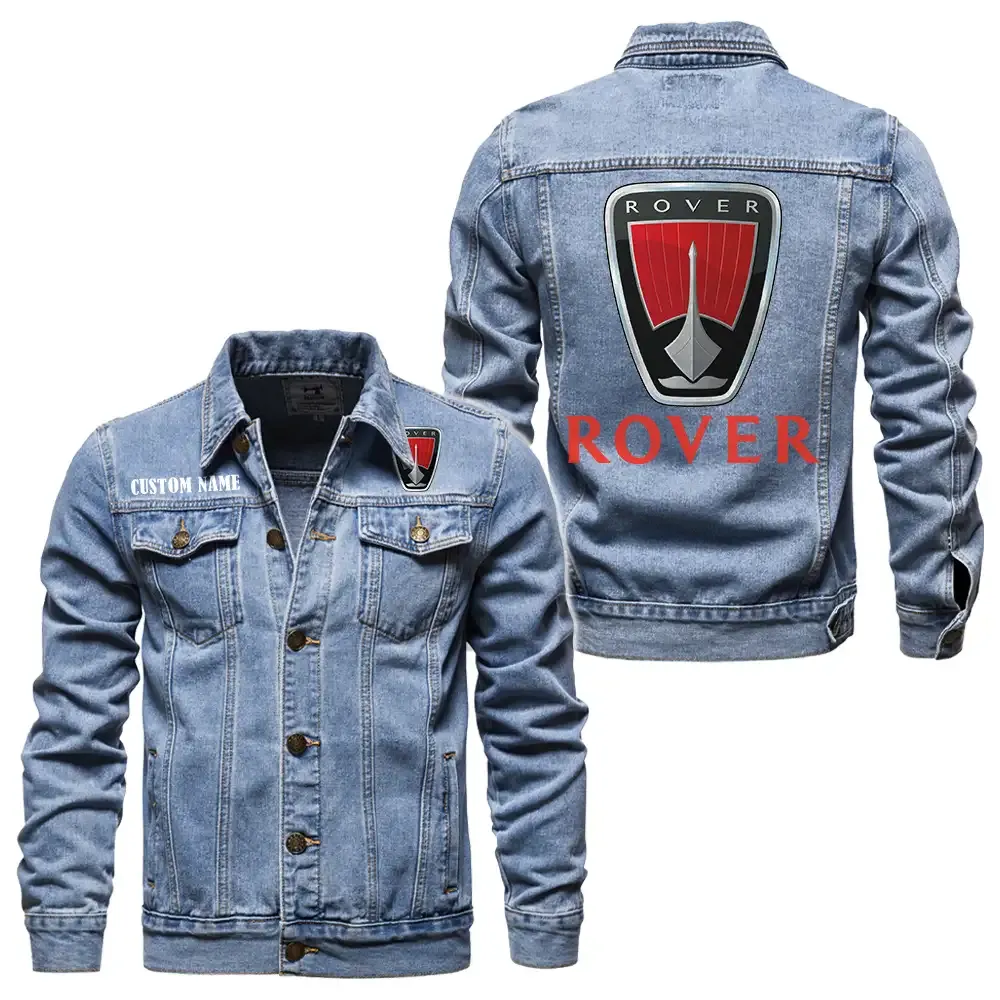 Rover Jeansjacke für Auto-Fans – Vintage-Stil mit Wunschname personalisierbar CAR1901132250 - Hellblau