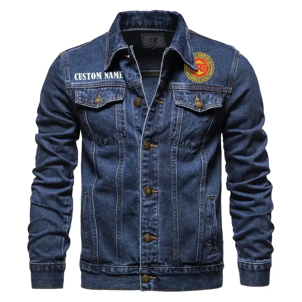 royal enfield jeansjacke fr auto fans vintage stil mit wunschname personalisierbar car1901132252 dunkelblau artbn