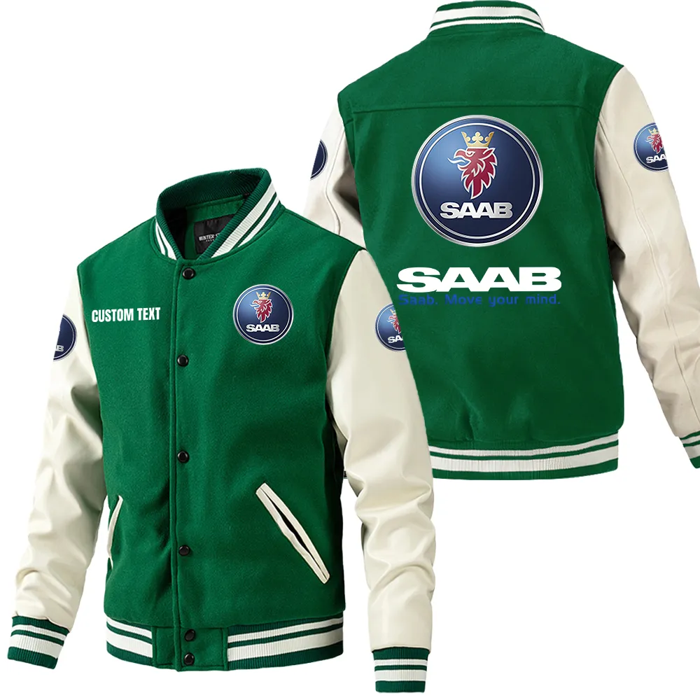 saab leder baseballjacke fr auto fans rmel mit all over print personalisierbar mit wunschname car1801112197 grn sflur