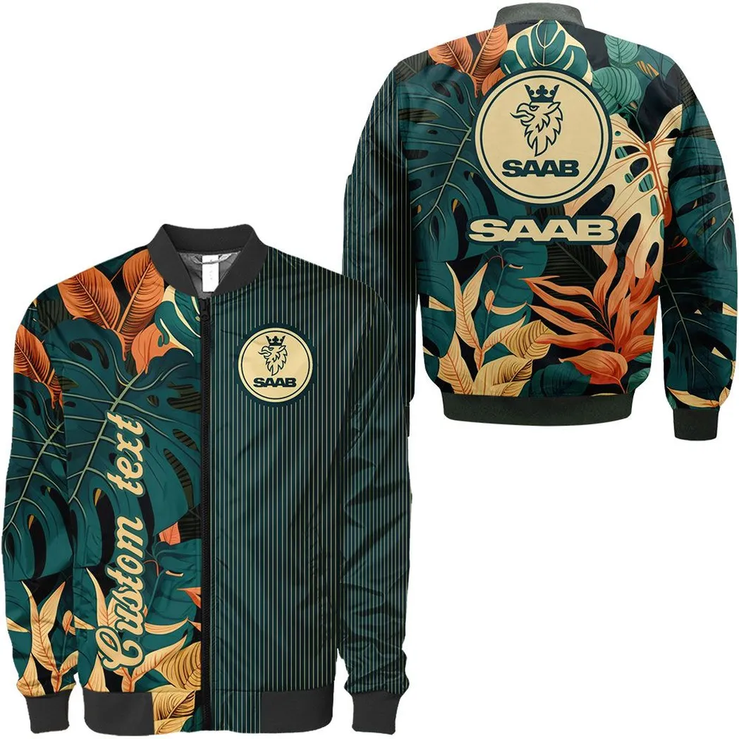 saab personalisierte bomberjacke fr auto liebhaber vintage 3d print namensdruck car434041725315 mh1m4