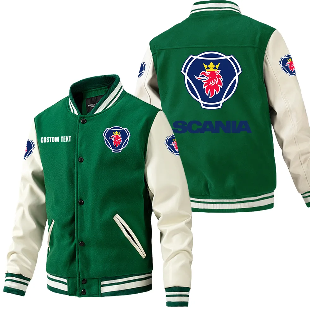 scania leder baseballjacke fr auto fans rmel mit all over print personalisierbar mit wunschname car1801112198 grn cld6f