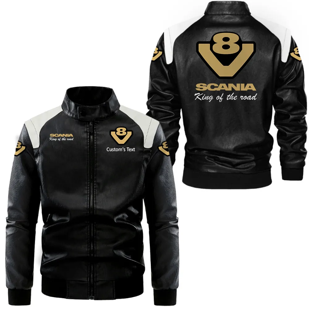 scania v8 lederjacke in schwarz wei fr auto fans allover print personalisierbar mit wunschname car0801062304 sziyw
