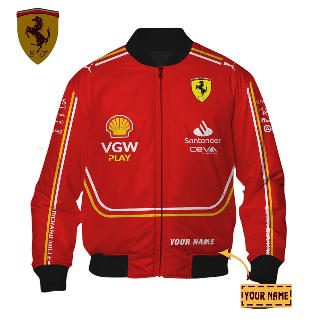 Scuderia Ferrari Personalisierte Bomberjacke für Auto-Liebhaber – Vintage 3D Print & Namensdruck Scuderia Ferrari CAR41304142500