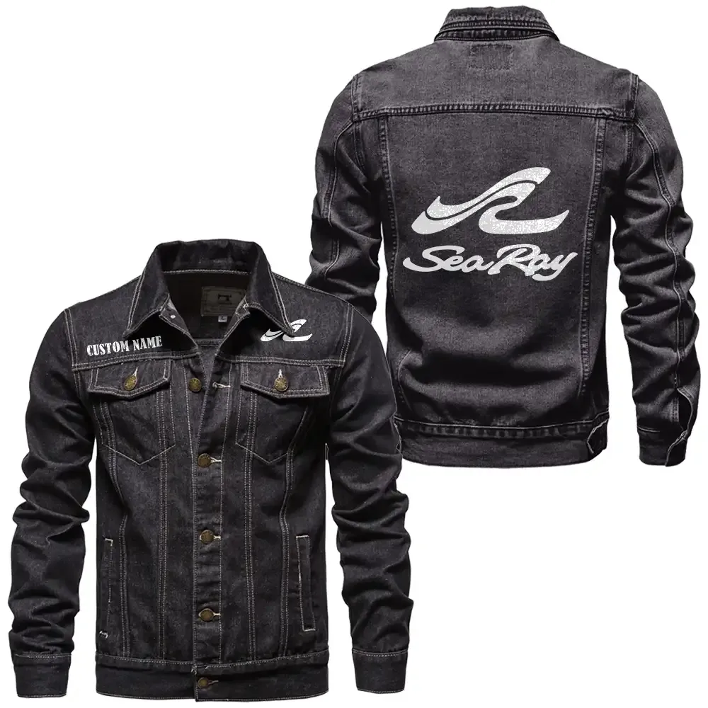 Sea Ray Jeansjacke für Auto-Fans – Vintage-Stil mit Wunschname personalisierbar CAR1901132257 - Schwarz