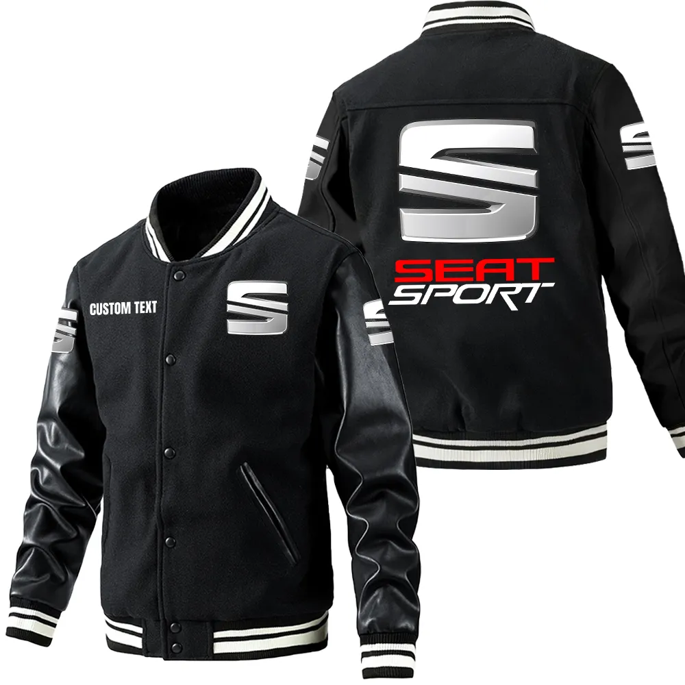 seat leder baseballjacke fr auto fans rmel mit all over print personalisierbar mit wunschname car1801112201 schwarz