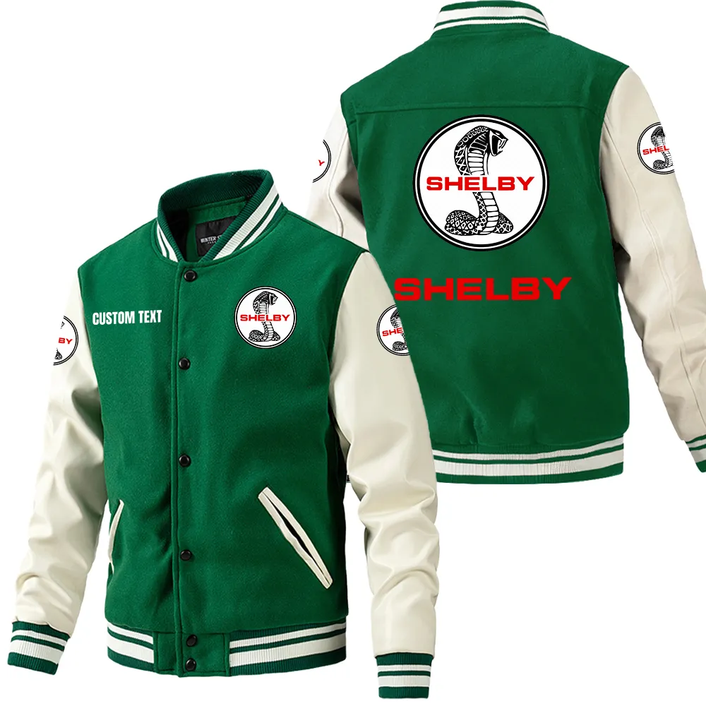 shelby leder baseballjacke fr auto fans rmel mit all over print personalisierbar mit wunschname car1801112203 grn
