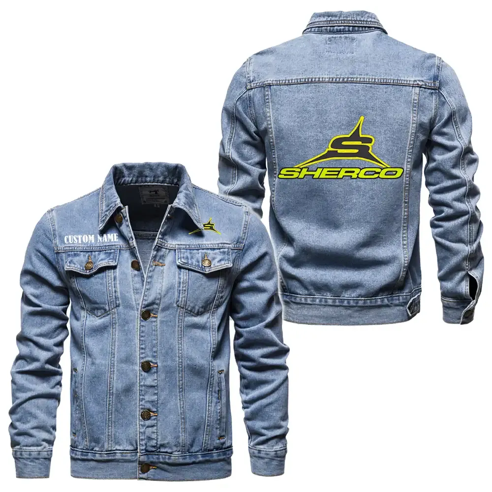 Sherco Jeansjacke für Auto-Fans – Vintage-Stil mit Wunschname personalisierbar CAR1901132261 - Hellblau