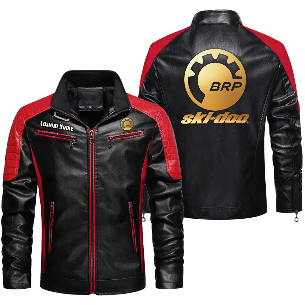 Ski Doo Custom Herren Lederjacke für Autoliebhaber, Perfektes Geschenk mit Namen  CAR0401022290 - Rot