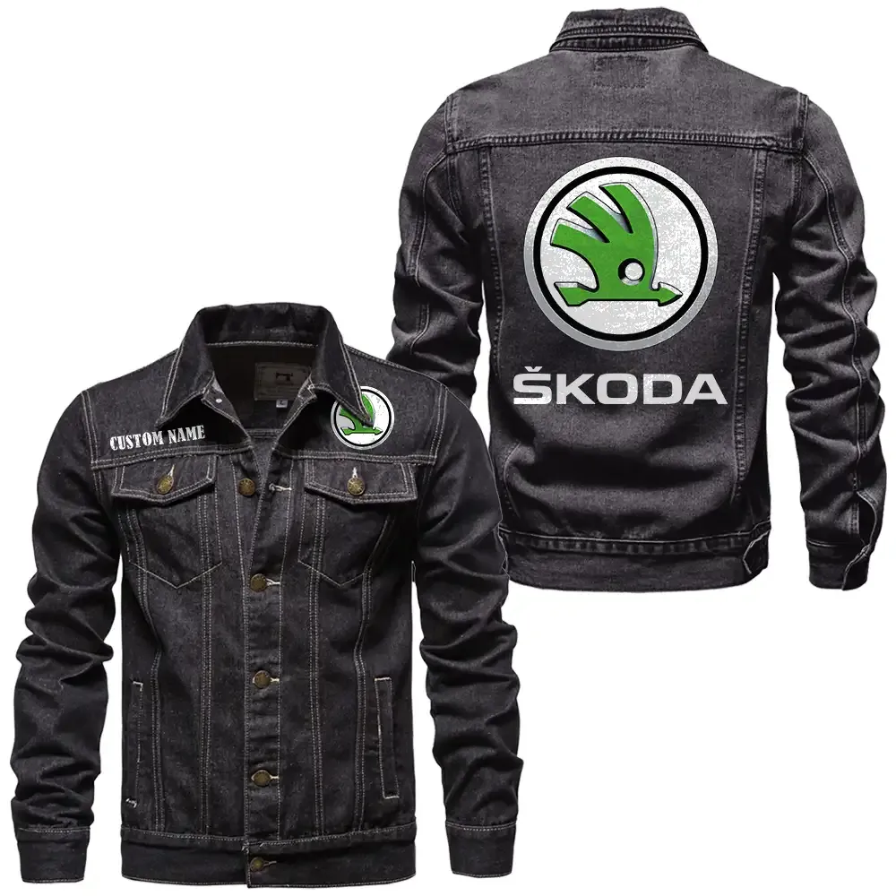 skoda jeansjacke fr auto fans vintage stil mit wunschname personalisierbar car1901132263 schwarz br0ic