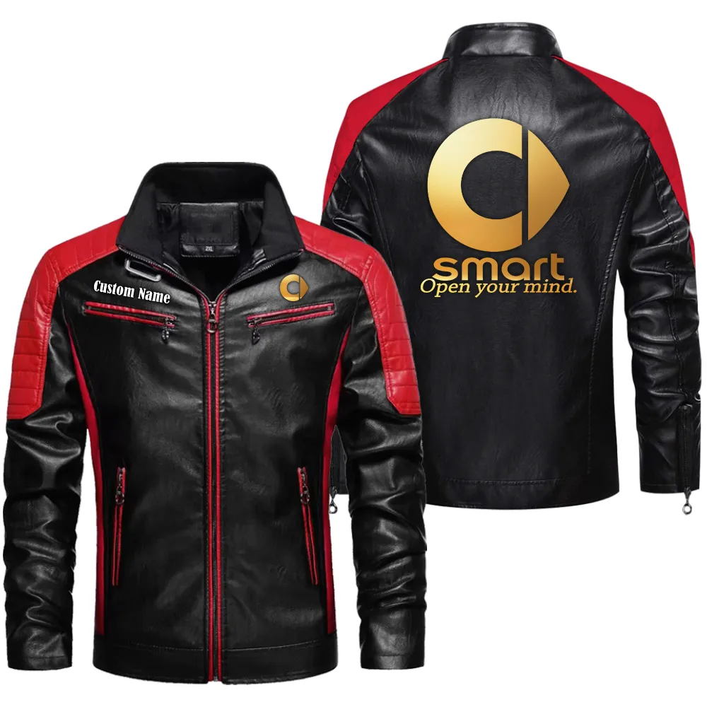 Slingshort Custom Herren Lederjacke für Autoliebhaber, Perfektes Geschenk mit Namen  CAR0401022292 - Rot