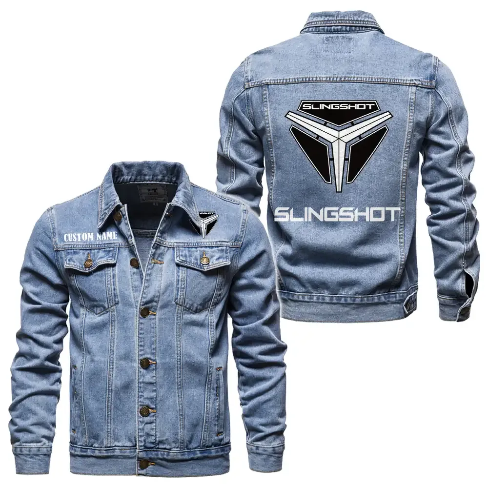 Slingshort Jeansjacke für Auto-Fans – Vintage-Stil mit Wunschname personalisierbar CAR1901132264 - Hellblau