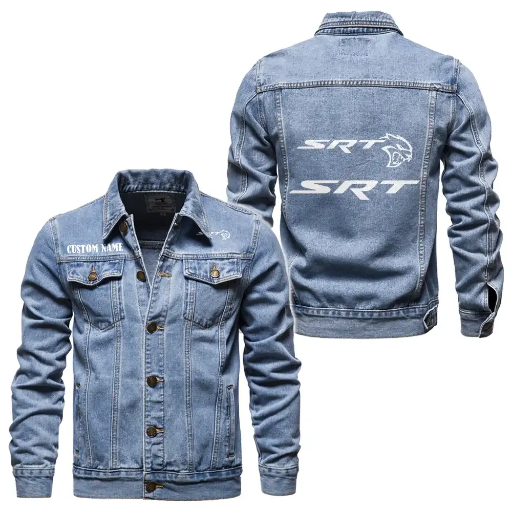 SRT Jeansjacke für Auto-Fans – Vintage-Stil mit Wunschname personalisierbar CAR1901132266 - Hellblau