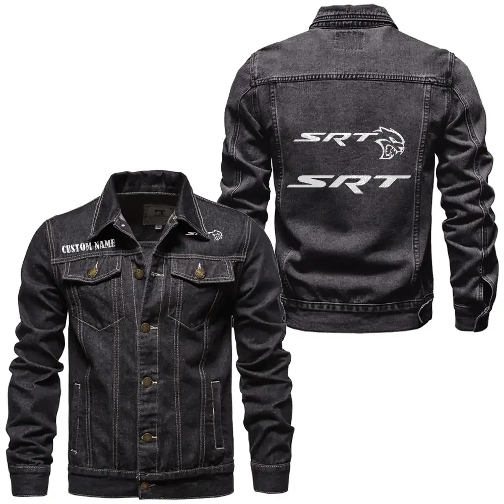 SRT Jeansjacke für Auto-Fans – Vintage-Stil mit Wunschname personalisierbar CAR1901132266 - Schwarz