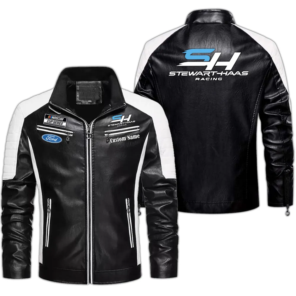 Stihl Custom Herren Lederjacke für Autoliebhaber, Perfektes Geschenk mit Namen  CAR0401022296 - Schwarz