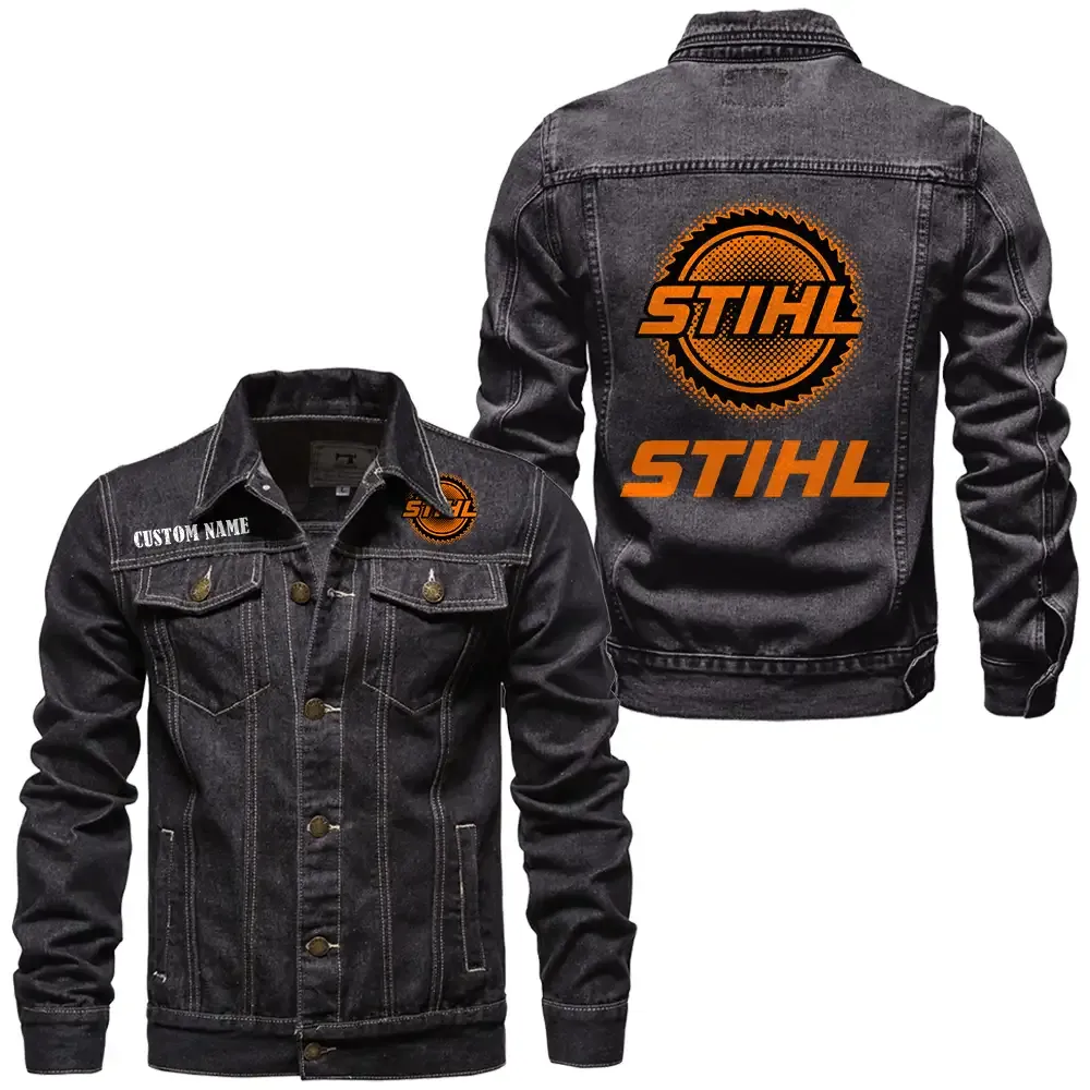 Stihl Jeansjacke für Auto-Fans – Vintage-Stil mit Wunschname personalisierbar CAR1901132268 - Schwarz