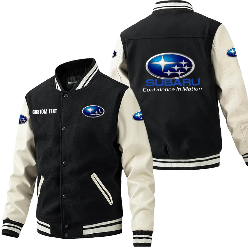 subaru leder baseballjacke fr auto fans rmel mit all over print personalisierbar mit wunschname car1801112209 schwarz wei