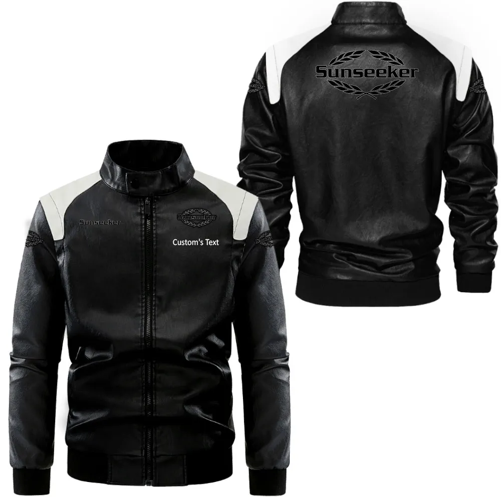 sunseeker lederjacke in schwarz wei fr auto fans allover print personalisierbar mit wunschname car0801062322 qalce