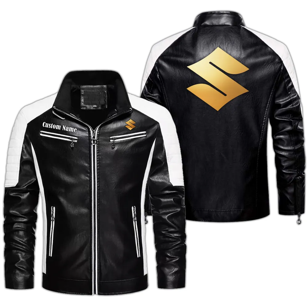 suzuki gsx Custom Herren Lederjacke für Autoliebhaber, Perfektes Geschenk mit Namen  CAR0401022300 - Schwarz