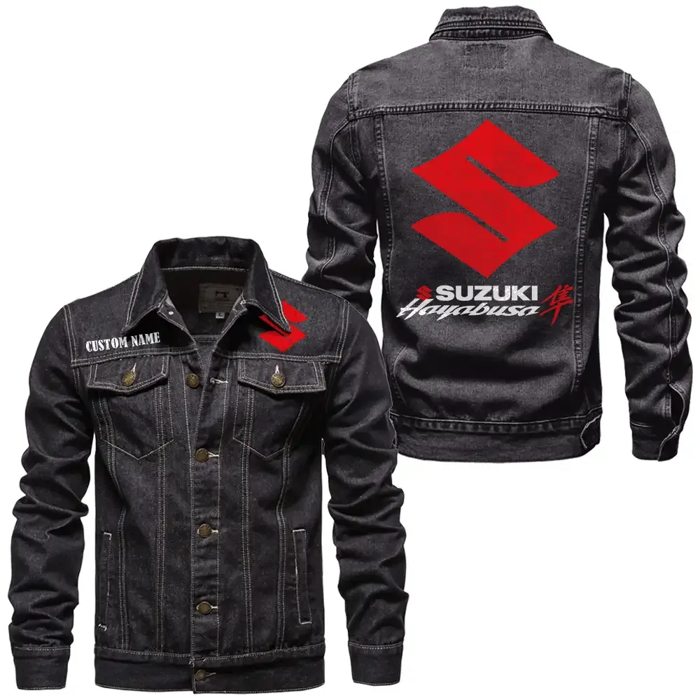 Suzuki Hayabusa Jeansjacke für Auto-Fans – Vintage-Stil mit Wunschname personalisierbar CAR1901132272 - Schwarz