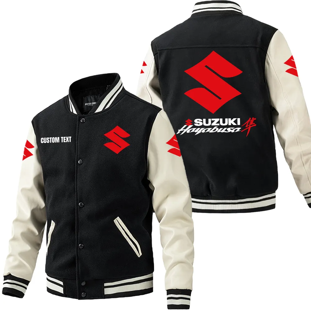 suzuki hayabusa leder baseballjacke fr auto fans rmel mit all over print personalisierbar mit wunschname car1801112211 schwarz wei bgnvw