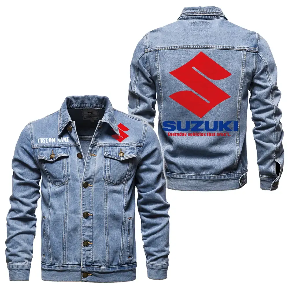 Suzuki Jeansjacke für Auto-Fans – Vintage-Stil mit Wunschname personalisierbar CAR1901132269 - Hellblau