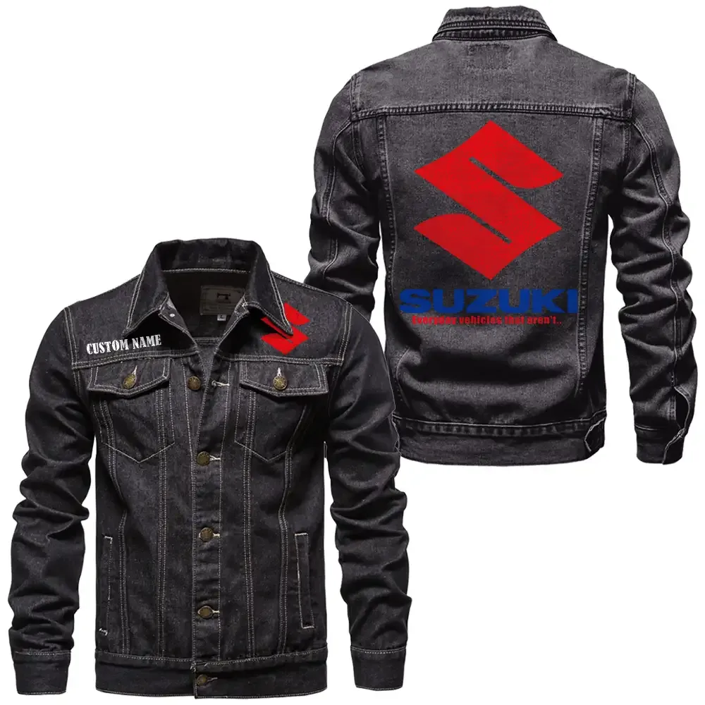 suzuki jeansjacke fr auto fans vintage stil mit wunschname personalisierbar car1901132269 schwarz dm1hw