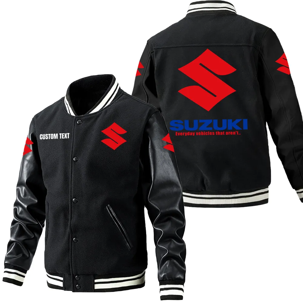 suzuki leder baseballjacke fr auto fans rmel mit all over print personalisierbar mit wunschname car1801112212 schwarz