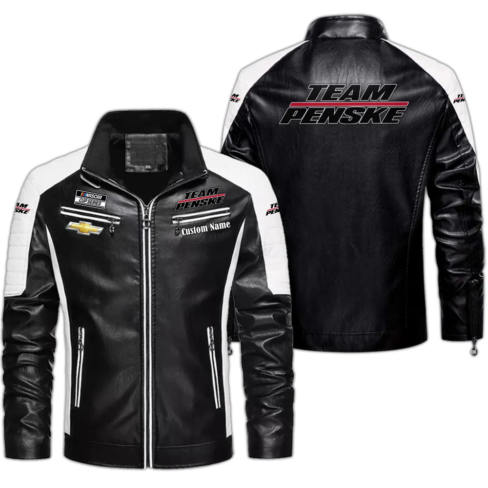team penske custom herren lederjacke fr autoliebhaber perfektes geschenk mit namen car0401022302 schwarz 71uh4