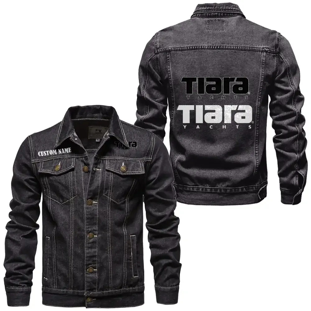 Tiara Yachts Jeansjacke für Auto-Fans – Vintage-Stil mit Wunschname personalisierbar CAR1901132279 - Schwarz