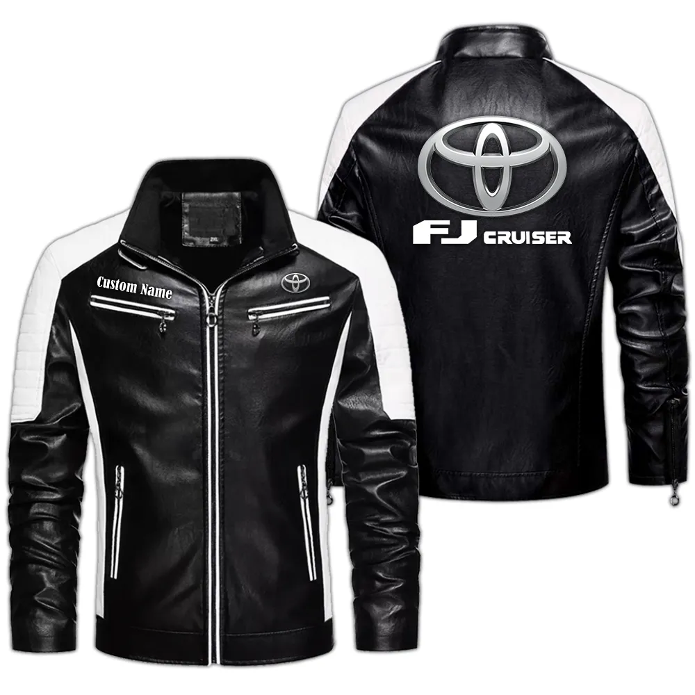 toyota camry Custom Herren Lederjacke für Autoliebhaber, Perfektes Geschenk mit Namen  CAR0401022306 - Schwarz