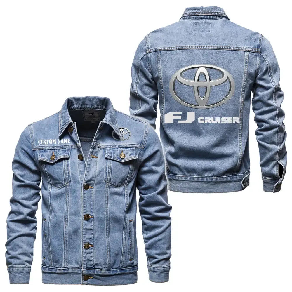 toyota fj cruiser jeansjacke fr auto fans vintage stil mit wunschname personalisierbar car1901132284 hellblau zphwv