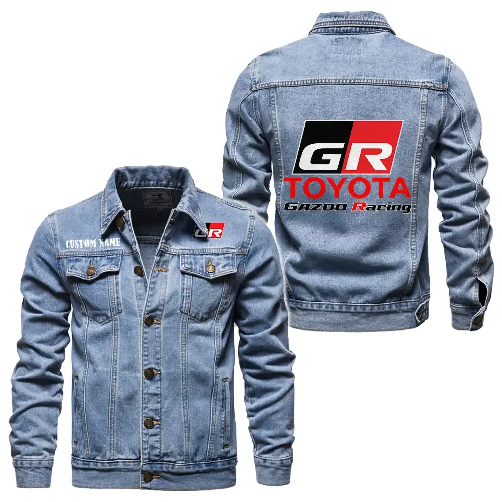Toyota gazoo racing Jeansjacke für Auto-Fans – Vintage-Stil mit Wunschname personalisierbar CAR1901132285 - Hellblau