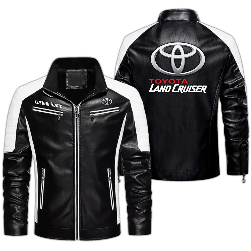 toyota land cruiser custom herren lederjacke fr autoliebhaber perfektes geschenk mit namen car0401022311 schwarz juucw