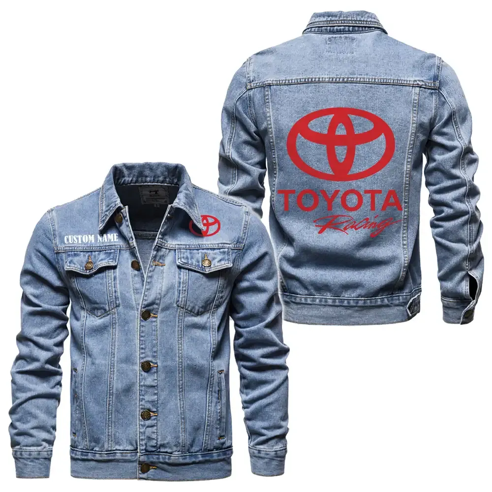 toyota racing jeansjacke fr auto fans vintage stil mit wunschname personalisierbar car1901132291 hellblau f5lst