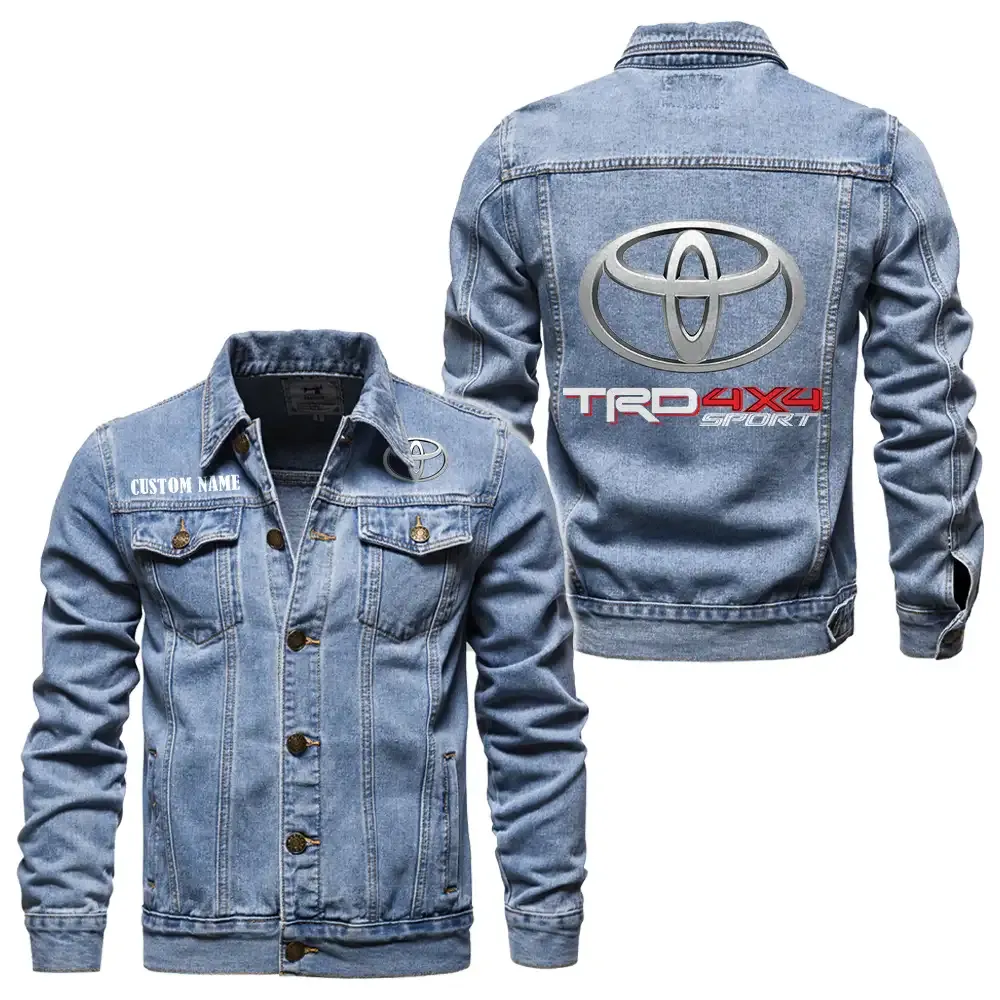 Toyota trd Jeansjacke für Auto-Fans – Vintage-Stil mit Wunschname personalisierbar CAR1901132294 - Hellblau