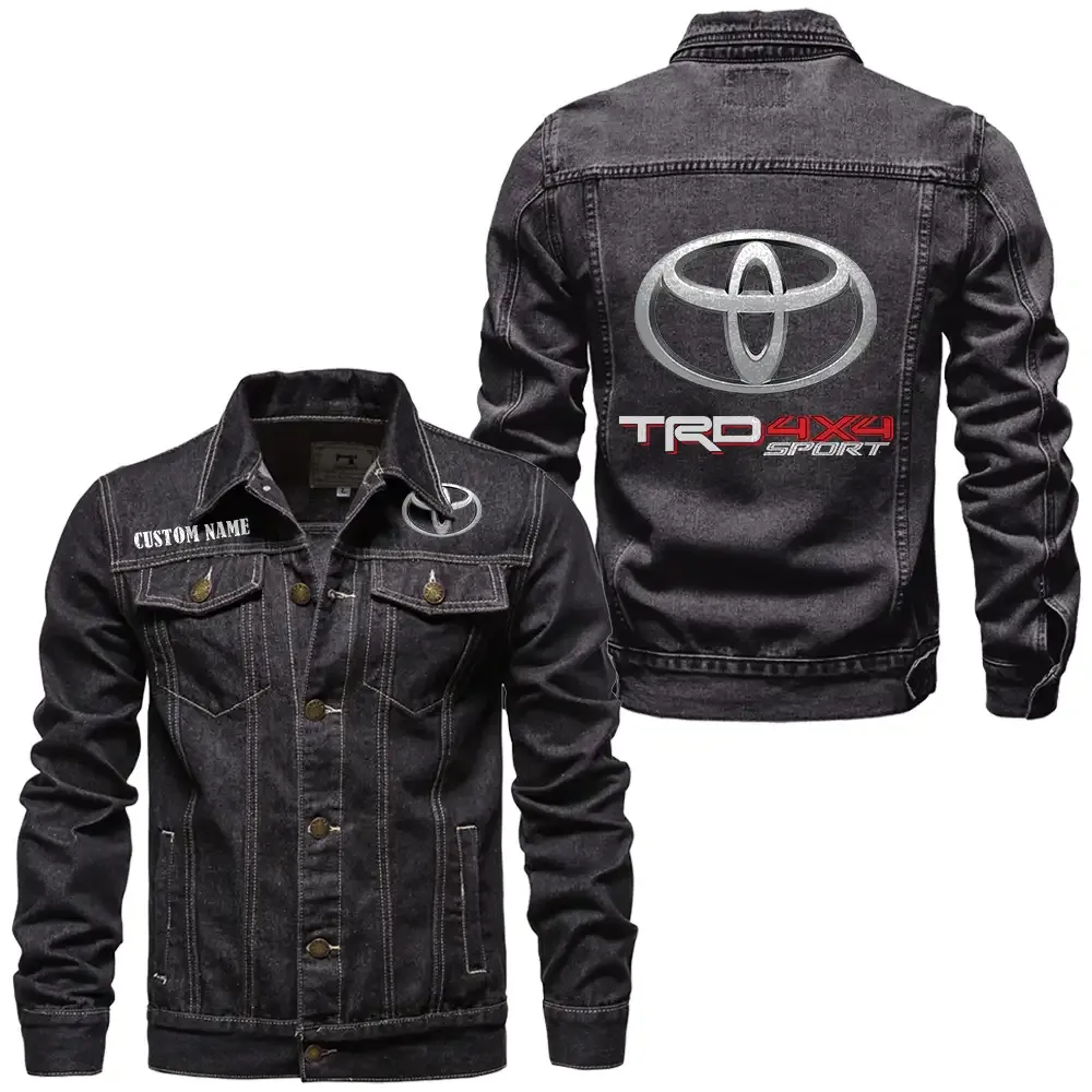 Toyota trd Jeansjacke für Auto-Fans – Vintage-Stil mit Wunschname personalisierbar CAR1901132294 - Schwarz