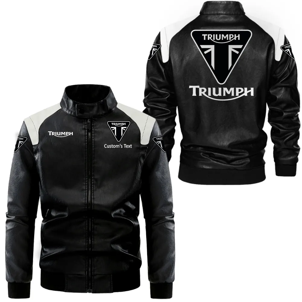 triumph motorcycles lederjacke in schwarz wei fr auto fans allover print personalisierbar mit wunschname car0801062353 2lccq