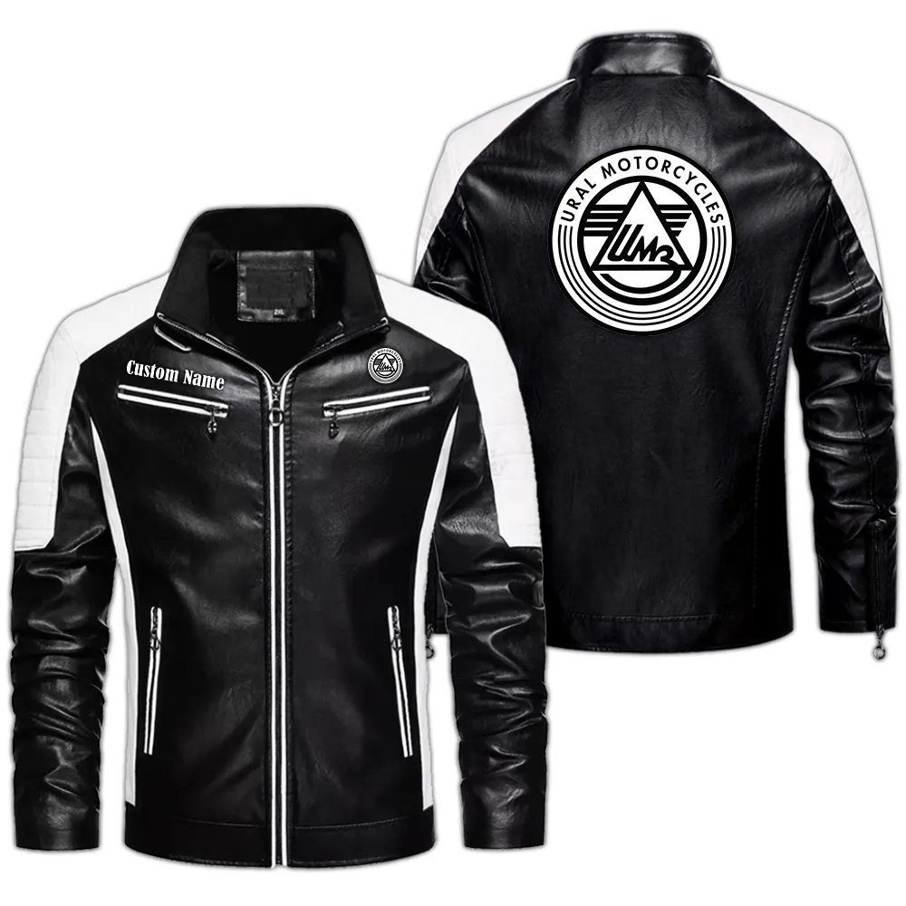 Ural Motorcycles Custom Herren Lederjacke für Autoliebhaber, Perfektes Geschenk mit Namen  CAR0401022324 - Schwarz