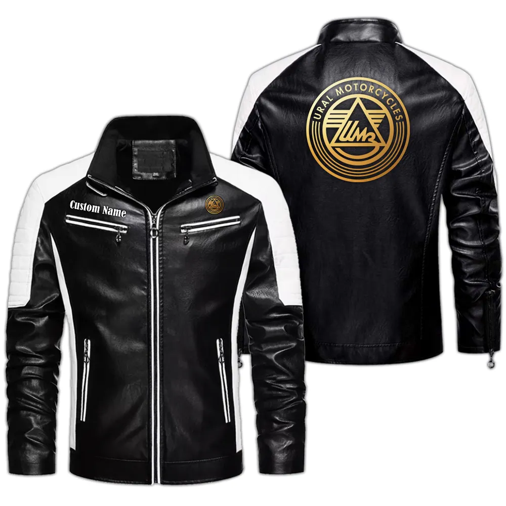 Ural Motorcycles Custom Herren Lederjacke für Autoliebhaber, Perfektes Geschenk mit Namen  CAR0401022325 - Schwarz