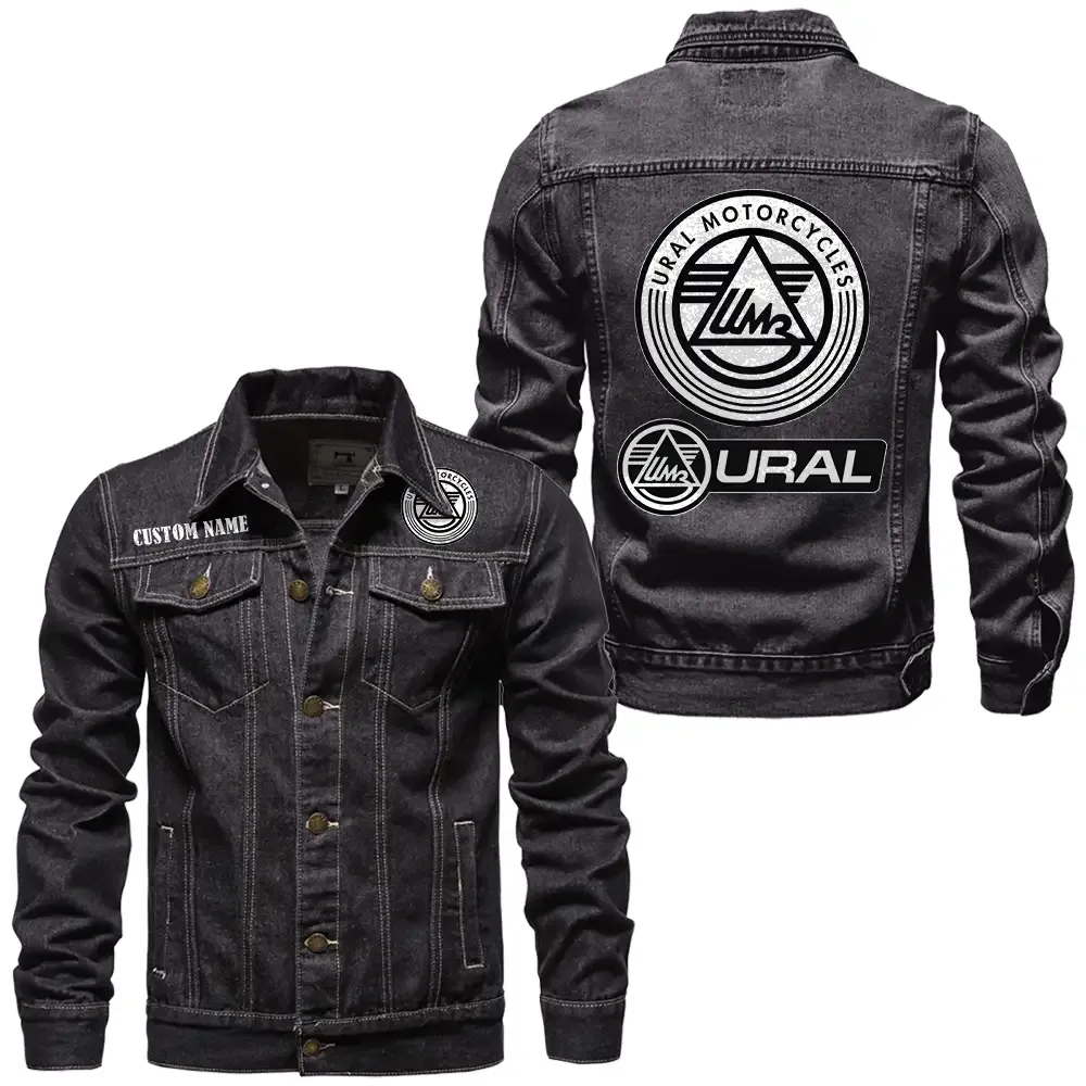 Ural Motorcycles Jeansjacke für Auto-Fans – Vintage-Stil mit Wunschname personalisierbar CAR1901132300 - Schwarz