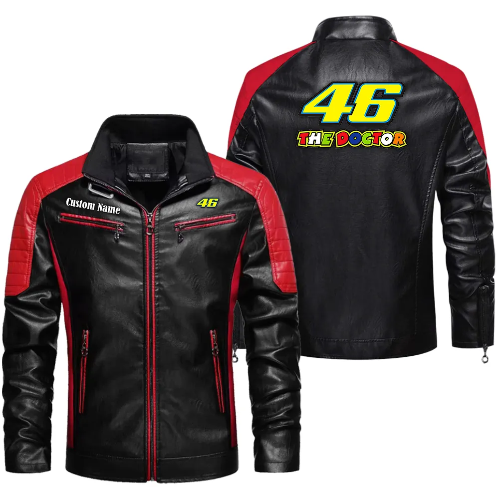 Valentino Rossi 46 Custom Herren Lederjacke für Autoliebhaber, Perfektes Geschenk mit Namen  CAR0401022326 - Rot