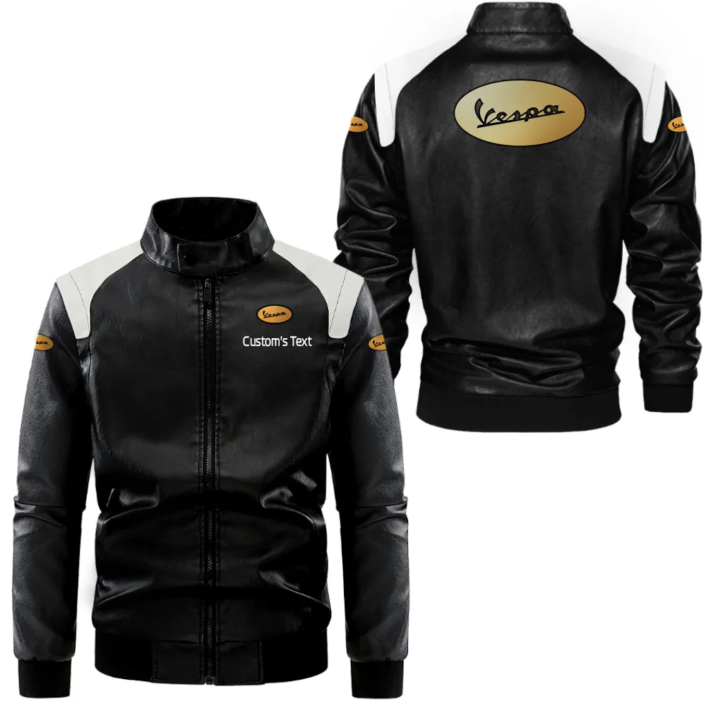 vespa lederjacke in schwarz wei fr auto fans allover print personalisierbar mit wunschname car0801062360 fus0v