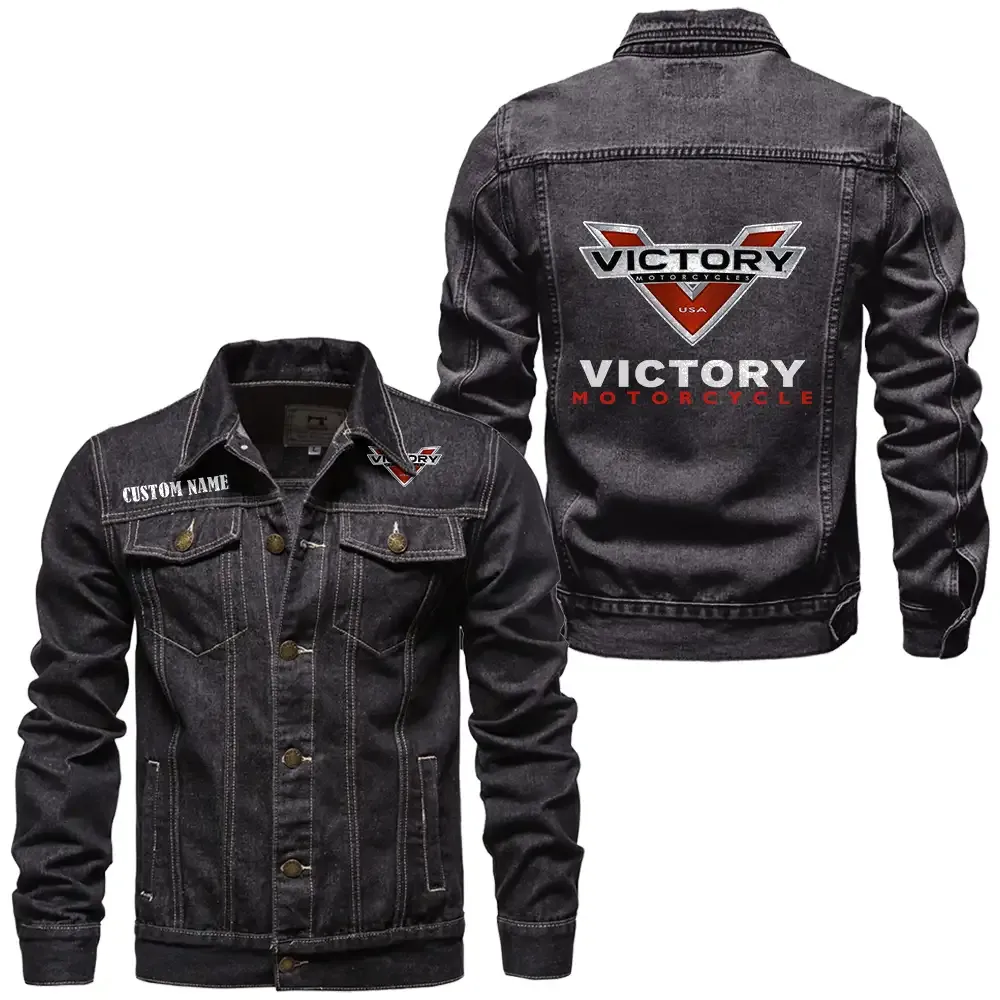 Victory Motorcycles Jeansjacke für Auto-Fans – Vintage-Stil mit Wunschname personalisierbar CAR1901132306 - Schwarz