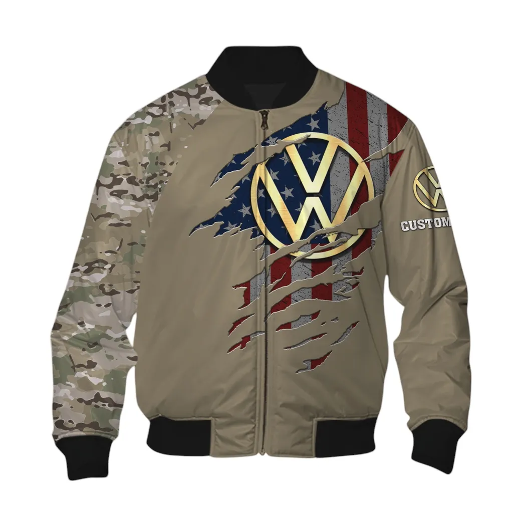 Volkswagen Bomberjacke für Autoliebhaber – Army-Varsity-Design mit Wunschnamen CAR46021725107-6