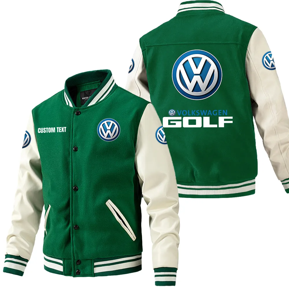 volkswagen golf leder baseballjacke fr auto fans rmel mit all over print personalisierbar mit wunschname car1801112240 grn