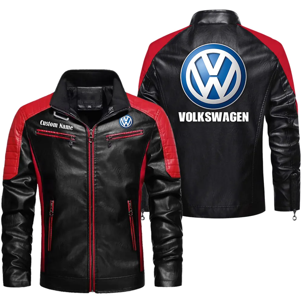 volkswagen group custom herren lederjacke fr autoliebhaber perfektes geschenk mit namen car0401022334 rot zuwgt