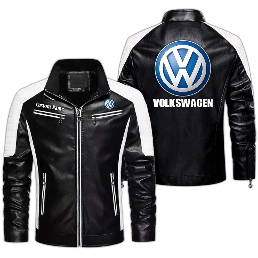 volkswagen group custom herren lederjacke fr autoliebhaber perfektes geschenk mit namen car0401022334 schwarz