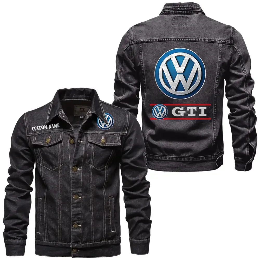 Volkswagen Gti Jeansjacke für Auto-Fans – Vintage-Stil mit Wunschname personalisierbar CAR1901132311 - Schwarz