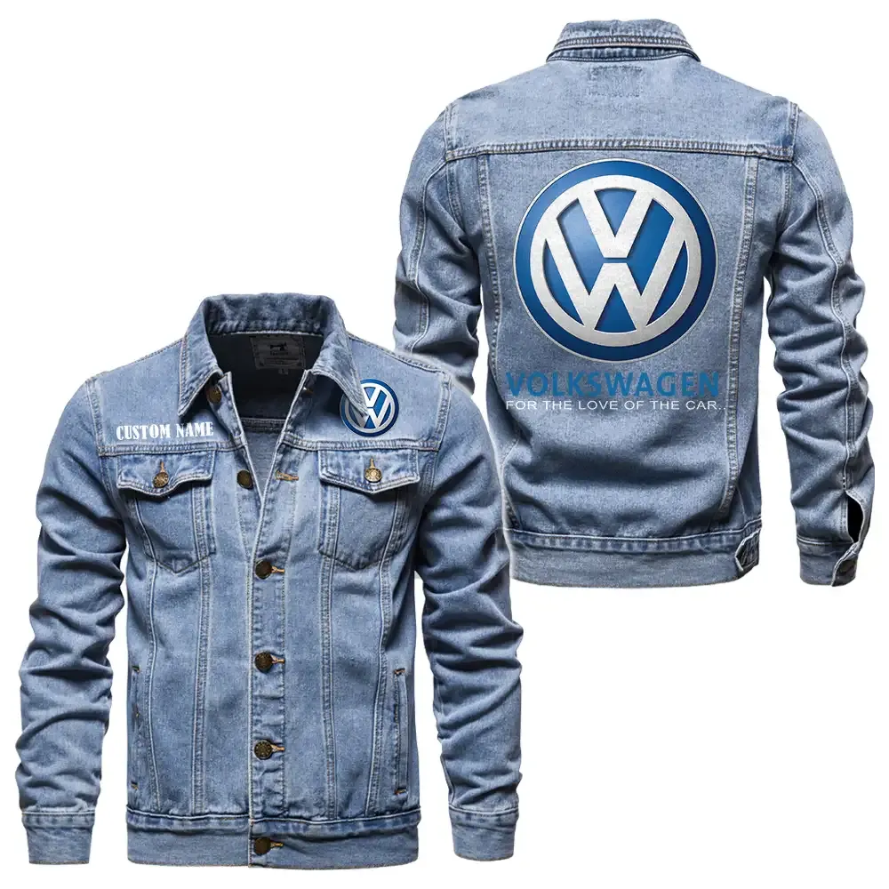 Volkswagen Jeansjacke für Auto-Fans – Vintage-Stil mit Wunschname personalisierbar CAR1901132309 - Hellblau