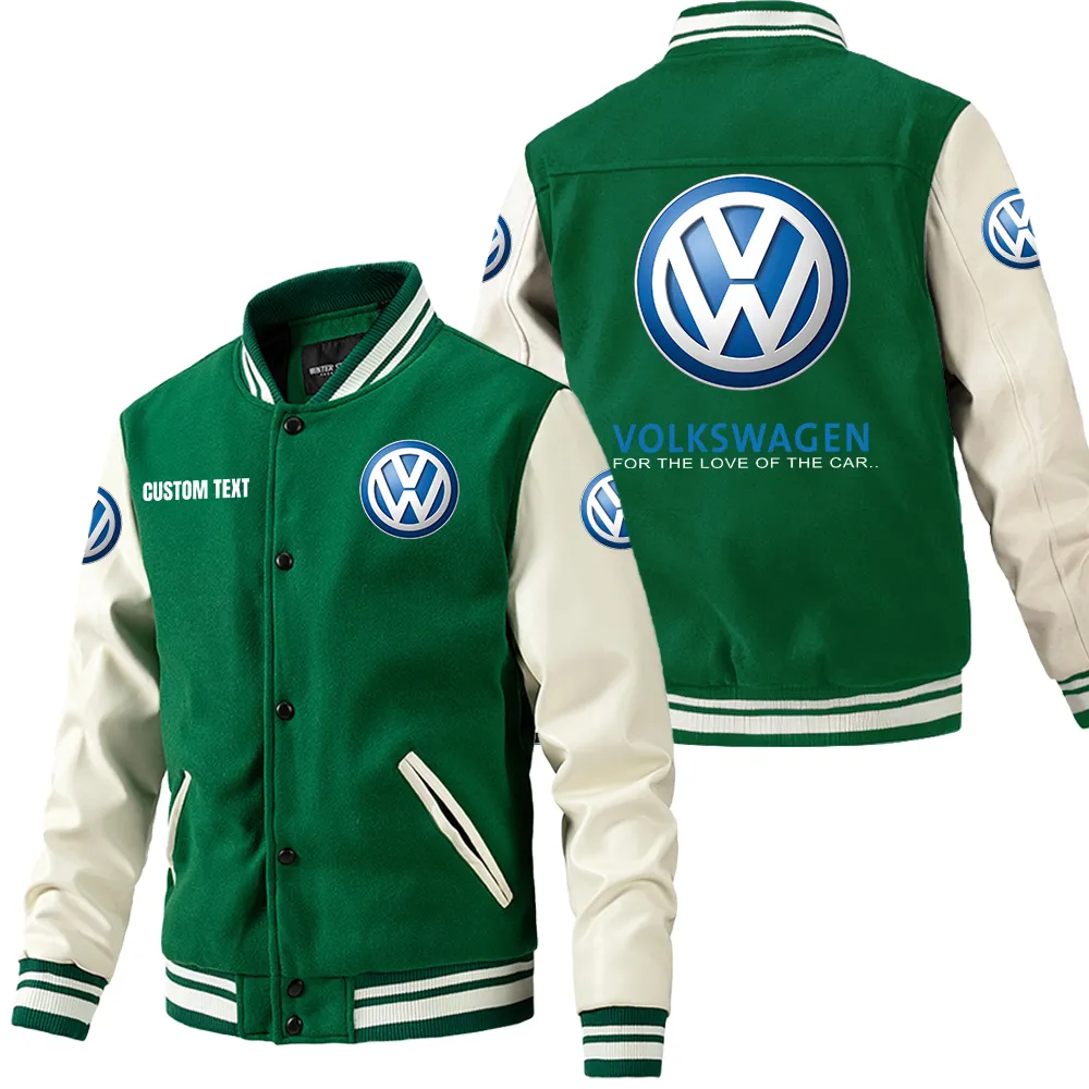 volkswagen leder baseballjacke fr auto fans rmel mit all over print personalisierbar mit wunschname car1801112242 grn